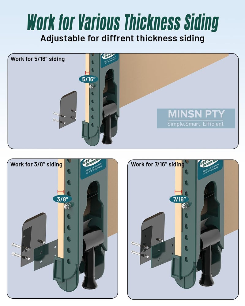 MINSN PTY Upgraded Siding Installation Tools for 5/16-Inch, 3/8-Inch, 7/16-Inch Fiber Cement Lap Siding - Gauge With Adjustable Reveals, Polycarbonate Body, 2 Packs - Image 2